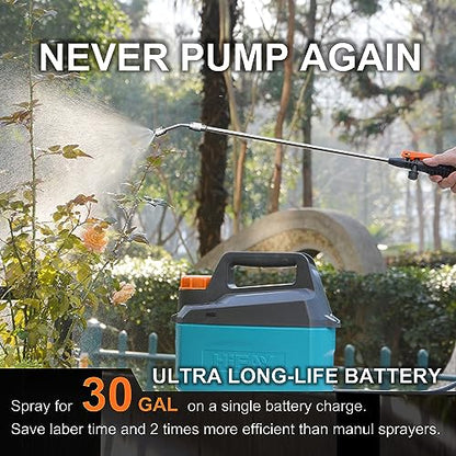 HIFAY ES4 Electric Sprayer 1 Gallon Built-in 4000mAh Rechargeable Battery, Copper-Nickel Spray Nozzle Makes The Spray More Delicate, The Telescopic Spray Rod Can Reach Further - color: Blue