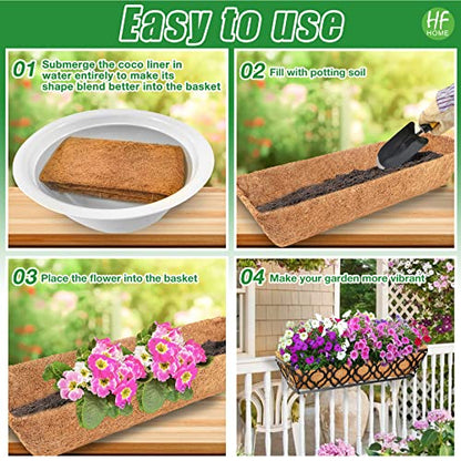 HFHOME 2Pcs 24" Trough Coco Fiber Replacement Liner, Natural 24 in Window Deck Coco Replacement Liner for Window Box - size: 24in
