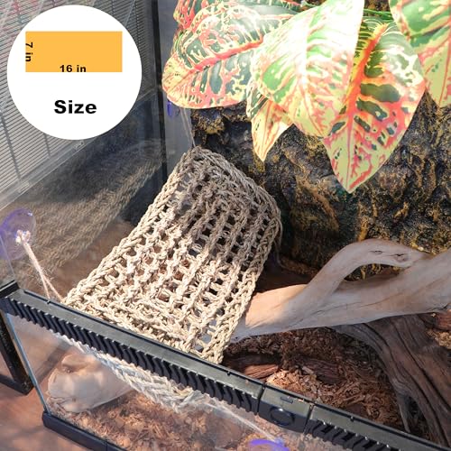 Bearded Dragon Hammock Lizard Tank Accessories Reptile Lounger Amphibian Habitat Décor for Chameleon, Geckos, Snakes, Hermit Crab, Lguana Reptiles, Tortoises - size: 16"