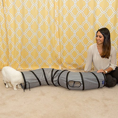 PetLike S Way Cat Tunnel Collapsible Pop-up Pet Tube Hideaway Play Toy with Ball (S-Way, Grey) - color: Grey, size: S-Way