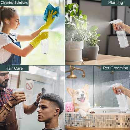 16.9oz/500ml Plastic Spray Bottles 1 Pack, Adjustable Mist/Stream | Refillable heavy duty spray containers for plants, cooking, hair care and household cleaning - color: 16.9oz-Clear