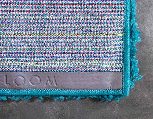 Unique Loom Solid Shag Collection Area Rug (1' Square, Deep Aqua Blue) - color: Deep Aqua Blue, size: 1' x 1' (Square)