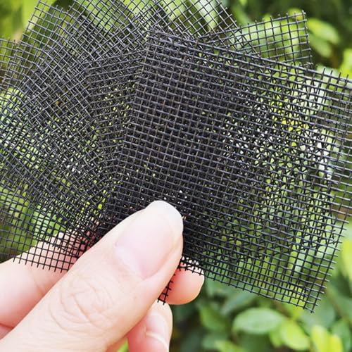 100PCS Plastic Mesh Screen 4 x 4 inches Square Mesh Gasket Earth Leakage Prevention Bonsai Pot Mesh Screen Plant Pot Hole Mesh Mat Drainage Hole Screen Planter Hole Mesh Mat Black