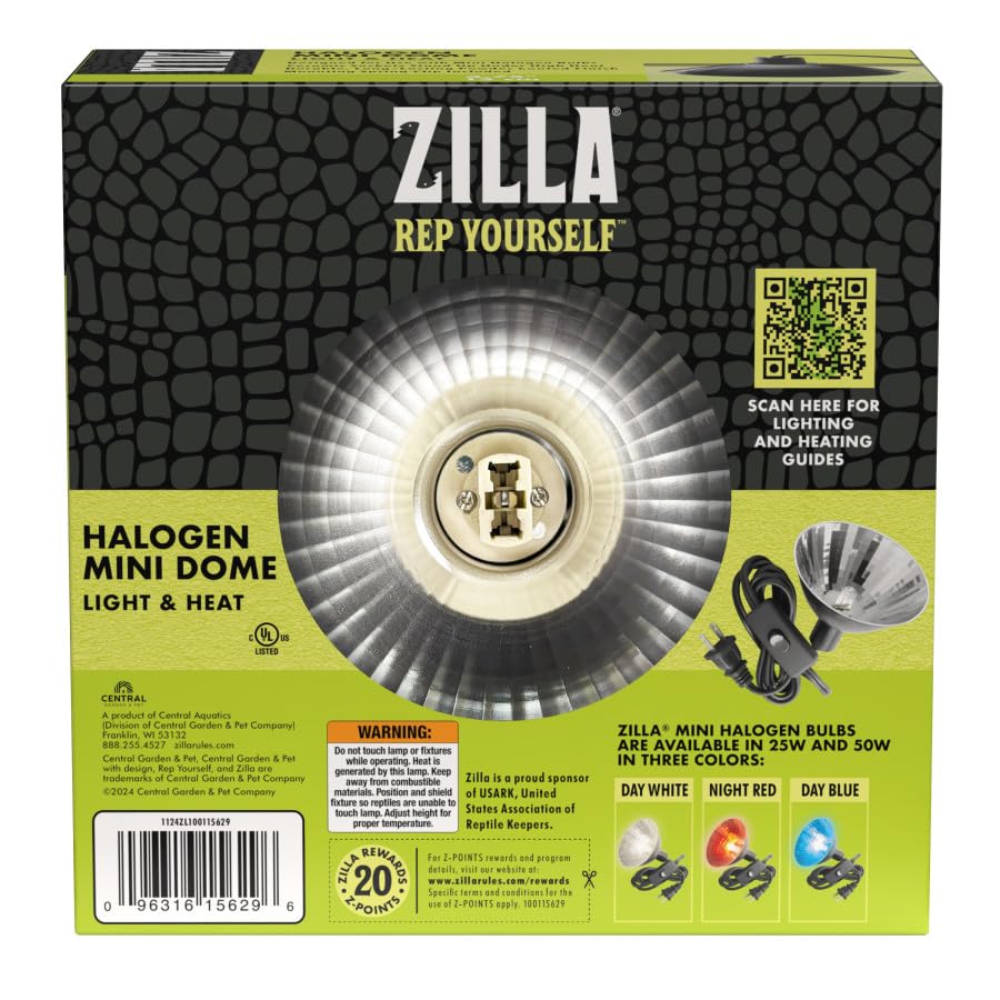 ZillaReptile Light & Heat Halogen Mini Dome for Reptile Terrariums One Size