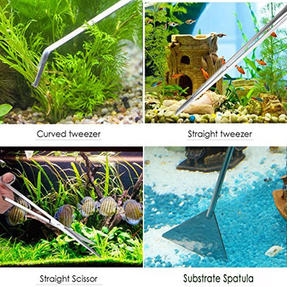 Aquarium Aquatic Plant Trimmer Sets Garden Bonsai Tweezers Fish Tank Algae Scrapers Cleaning Kits Water Plant Scissors Shears Clipper Tweezers for Feeding Reptiles Snake Lizards Spider