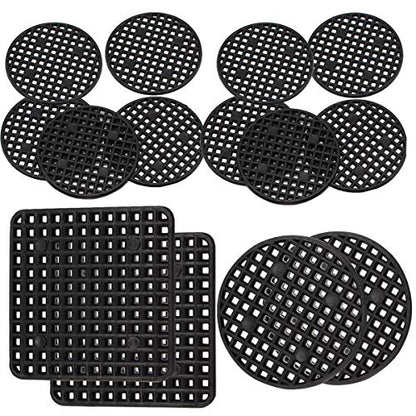 100Pcs Plant Pot Mesh Pads for Drainage Holes Round Square 3 Sizes Reusable | 50pcs 1.8in, 30pcs 2.16in, 20pcs 2.9in. Breathable, durable. Stop soil loss. For bonsai, pots.
