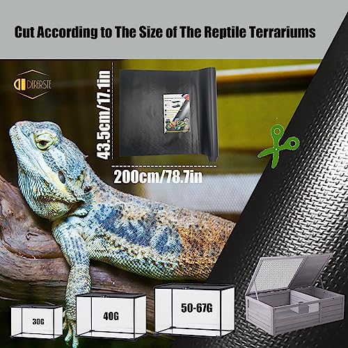 Bearded Dragon Tank Accessories,17.1"x 78.7"Reptile Terrarium Liner Substrate for Leopard Gecko,Iguana, Lizard,Snake,and Tortoise,Non-Adhesive Reptile Carpet Bedding for Reptile Tank (Black)