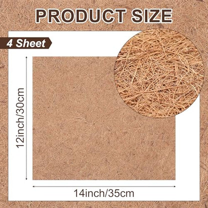 Sawysine 4 Rolls 12 x 14 Inch Coir Liner Roll Coconut Fiber Mat Natural Coconut Coir Liner Sheets Plant Potting Mat for Garden Planters Flower Window Box Basket Animal Pet Pad Reptile Carpet - size: 12 x 14 inch
