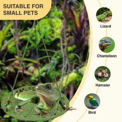 Reptile Hammock, Reptile Hammock Swing Hanging Bed for Bearded Dragon Lizard Snake Gecko Chameleon Parrot Hamster Small Pets （9.8"*17.7" Green） - color: Green