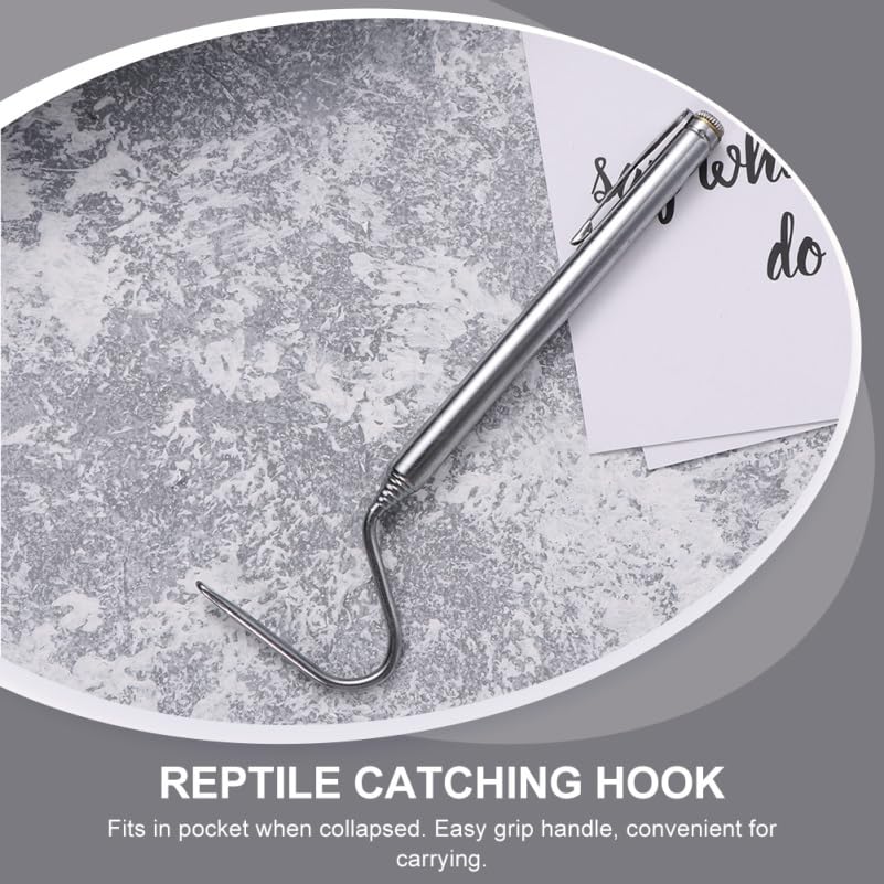 2pcs Telescoping Snake Catcher Tool Extendable Reptile Hook Comfortable Grip for Handling for Reptile Control Wild Catching Portable Design,27.95inch