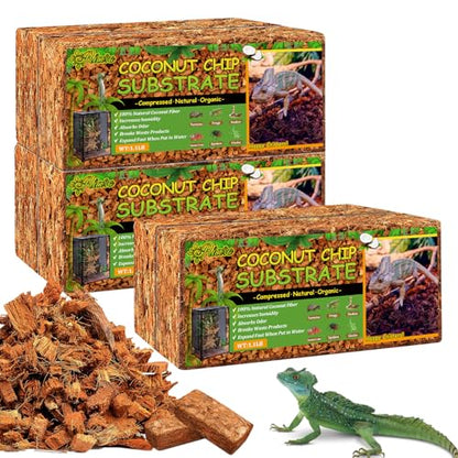 Riare 6Pack Coconut Husk Chip for Reptiles, 6.6 LB Coconut Fiber Substrate | Coco Chips Substrate Coconut Husk Bedding for Snakes, Tortoises, Ball Python, Bearded Dragon, Geckos, Lizards, Frogs - color: 6 Pack