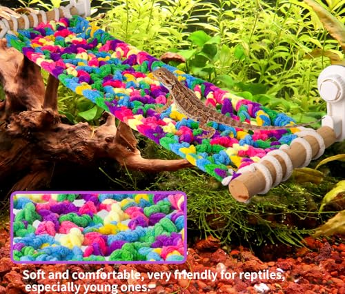 FlidRunest Winter Warm Bearded Dragon Hammock with Suction Cups, Large Soft Lizard Hammock Sleeping Bed, Hanging Reptile House Tent Tank Beds
