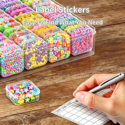 Bead Organizer Box, 61pcs Clear Plastic Storage Containers Set, Large Capacity Small Bead Organizers and Storage Cases with Labels, for Jewelry, Crafts, Diamonds Storage - size: 61 Compartments