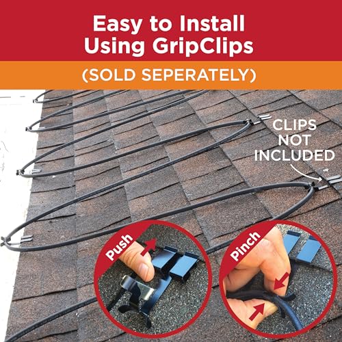 RADIANT SOLUTIONS HeatTapePro - Intelligent Commercial Grade Self-Regulating Heat Cable with GlowCap™ - 10 YR warranty - Ice Dam & Pipe Freeze Protection - 125 ft cable + 10 Ft Cord, 120V, 6 watts/Ft - style: Heat Tape Pro (125 FT)