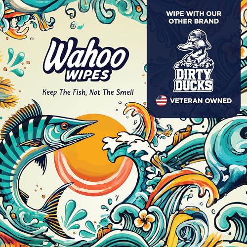 Wahoo Wipes – Durable Odor-Neutralizing Wet Wipes for Fishing, Hunting, Field Dressing, Boating, and Outdoor Gear Cleaning, 42 Count, 1 Pack, by Dirty Ducks LLC.