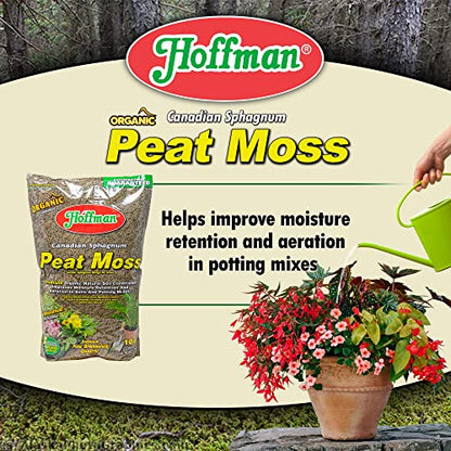 Hoffman Canadian Sphagnum Peat Moss Soil Conditioner to Improve Moisture Retention and Aeration, 10qt Bag - size: 1, style: Peat Moss