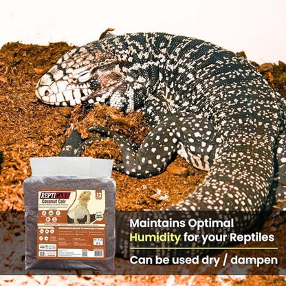 Gro-Med ReptiCare Coconut Fiber Substrate for Reptiles 12 Q, Organic Ready to Use - Odor Absorbent Coco Coir Terrarium Bedding for Ball Pythons, Boas, Snakes, Tortoises, Geckos, Frogs and Tarantulas