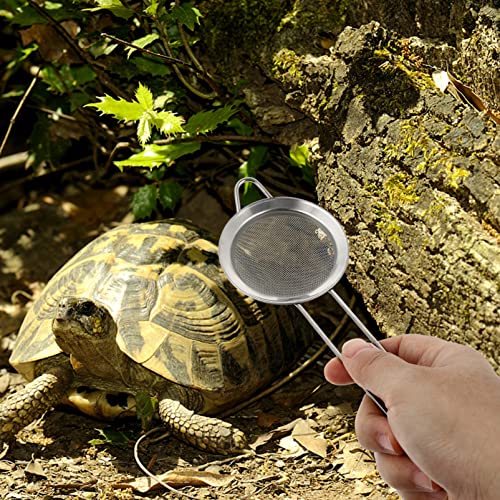 NUOBESTY 2pcs Stainless Steel Reptile Sand Substrate Scoop Shovel Sifter Fine Mesh Metal Reptile Litter Cleaner Scooper for Sand Bedding