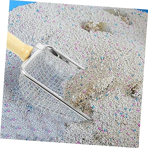 Cat Litter Scoop with Wood Handle Pet Waste Shovel for Efficient Cleaning for Cat Litter Box Reptile Containers Comfortable Grip Tightly Spaced for Easy Waste Removal