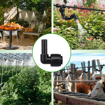 20 Pack 1/4" Push to Connect Fittings Elbow Connectors | Reptile Mister System 1/4" Quick Connect Fittings,Reptile Mister Fittings for Aquarium,Vivarium,Irrigation System - size: 20 Pack 1/4" Elbow -A