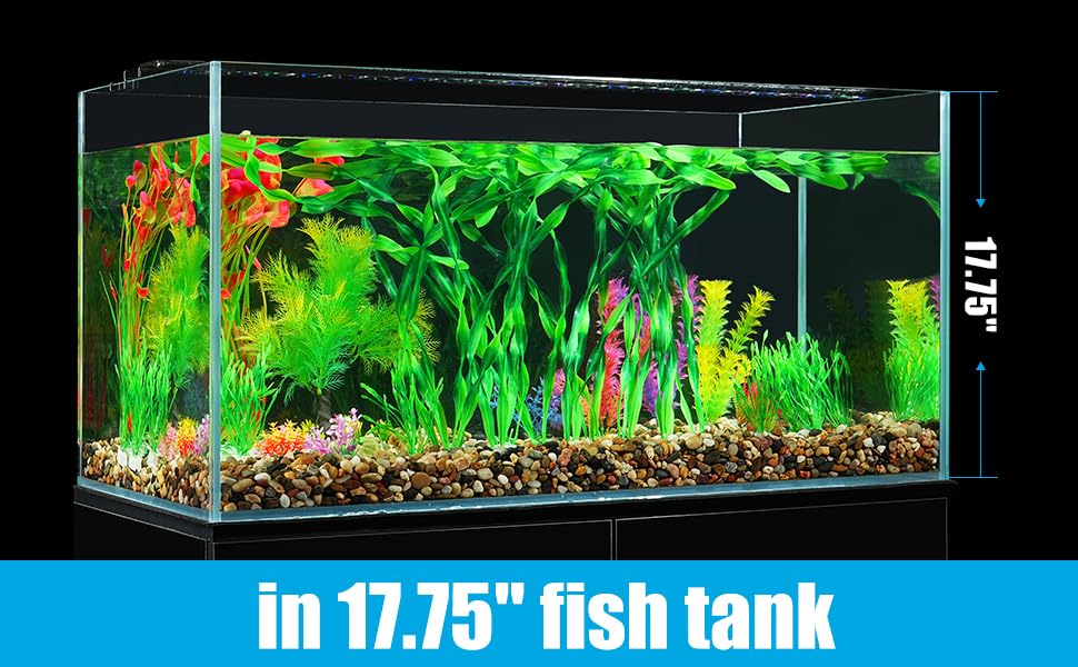 AQUANEAT Fish Tank Artificial Plants, Aquarium Plastic Seaweed Decorations, 23.5Inch Tall Fake Green Accessories, 10 Packs - size: 23.5inch
