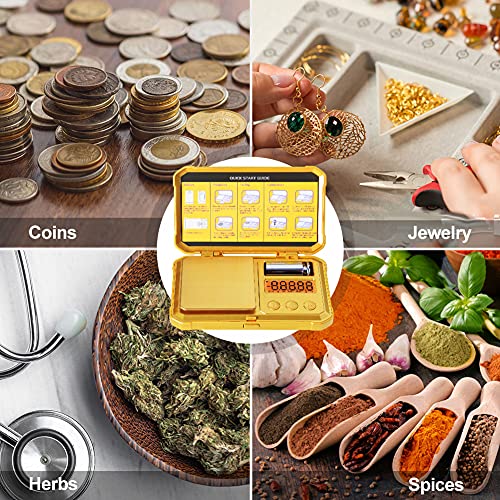 Fuzion Digital Gram Scale 200g/0.01g, Gold Scale for Jewelers | Embossed Steampunk, Dragon & Pirate Design, Pocket Herb Scale with 6 Modes, Tare(50g Calibration Weight & Battery Included) - color: Gold, size: 200/0.01g