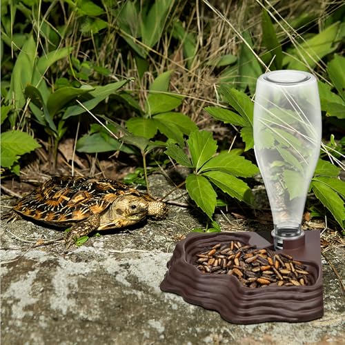 2 Pack Reptile Water Feeder Automatic Water Dispenser Waterer 13.5Oz Feeding Accessories Tank Lizards Waterer for Bearded Dragon Terrarium Turtle Tank Feeding Geckos Frog (Brown)