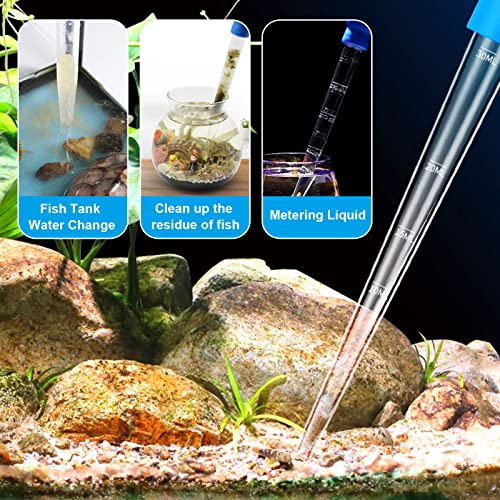 WEAVERBIRD Manual Fish Tank Water Changer Aquarium Dropper, 30ml Aquarium Clean Pipette Dropper, Fish Tank Cleaning Waste Remover, Aquarium Gravel Cleaning Straw, Blue - color: Blue