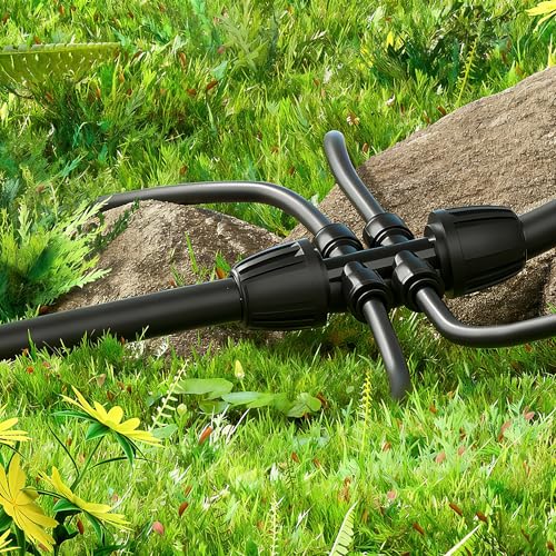 MIXC 1/4" Irrigation Dripline Tubing (100 Ft Roll), Saving 80% Water, 6" Emitter Spacing, 0.5 GPH Emitters Built-In Drip Irrigation Line with 1/4" Fittings Included, Black - size: 100FT