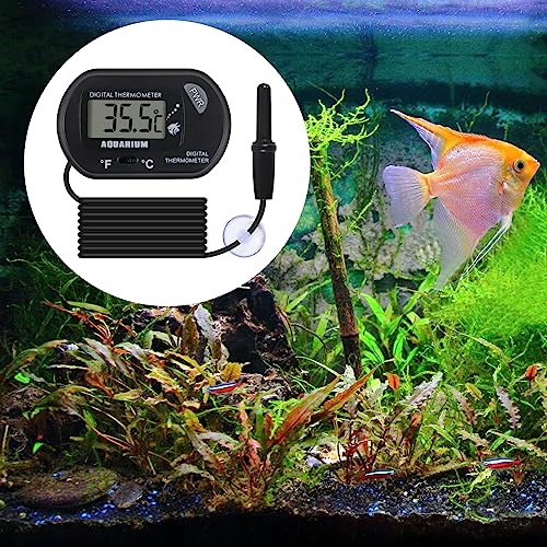 2Pack Digital Aquarium Thermometer with Large LCD Display, Reptile Thermometer for Vehicle, Terrarium, Fish Tank, Refrigerator