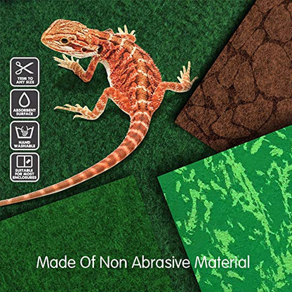 Reptile Carpet, 30 * 12in Pet Terrarium Liner,Reptiles Cage Mat/Substrate for Snakes, Chameleons, Geckos and Kitchen Use(2sheets) with Tweezers Feeding Tongs - size: 30 * 12in