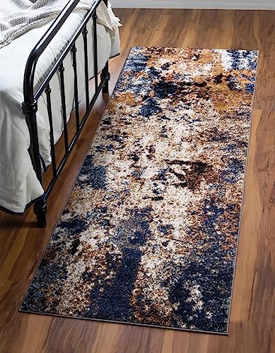 Keen Home Design Runner Rugs - 32"x119" Non-Shedding, Thick Pile Abstract Rugs for Kitchen, Living Room, Bedroom, Dining Room, Entryway - Size: 2'8" x 9'11", Skies Multi - color: Skies Multi, size: 2'8" x 9'11" (Runner)