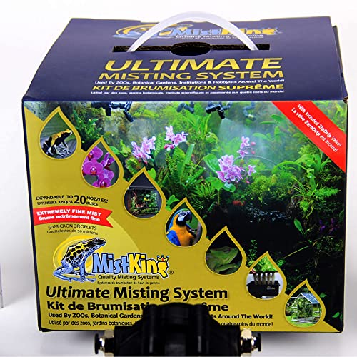 MistKing – Ultimate Misting System, 5th Gen | Used by Zoos, Institutions & Hobbyists | Expandable to 20 Nozzles | Extremely Fine Mist | 50 Micron Droplets | Upgraded Timer & Components | | Used by Zoos, Institutions & Hobbyists, Expandable to 20 Nozzles,