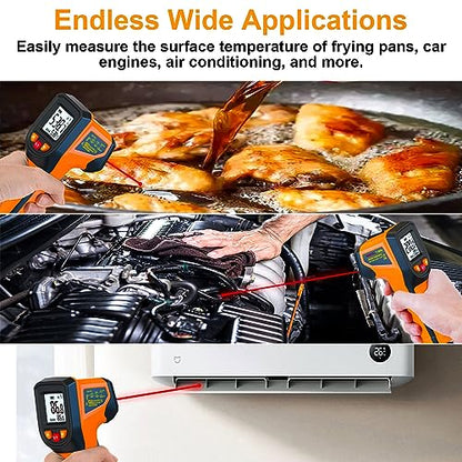 DEASOMIYE Infrared Thermometer Gun, -58°F~1112°F Laser Thermometer Temperature Gun, Non Contact IR Temp Gun with Adjustable Emissivity for Cooking,Griddle,HVAC,Fridge,Grill,Pizza Oven(Not for Human) - color: Orange