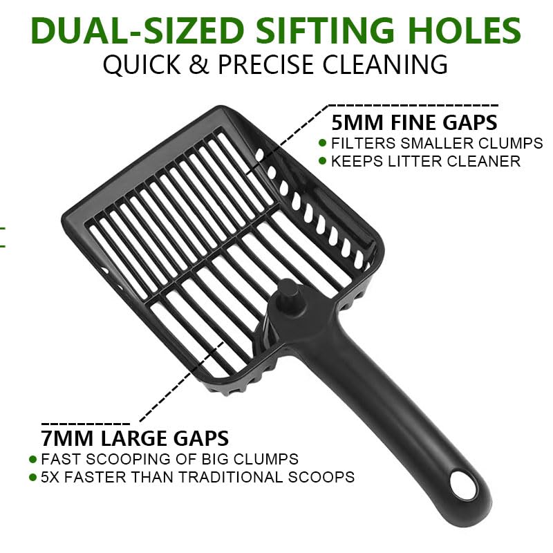 [2026 Version XXL Large Pooper Scooper, Heavy Duty Cat Litter Scooper with Holder Cat Scooper for Litter Box Kitty Litter Scoop,Perfect for Cat Litter Box Cleaning - color: XXL-Black