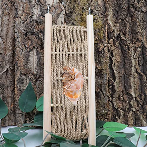 Hermit Crab Climbing Ladder Bridge - Natural Wood & Rope Reptile Climbing Toy, Small Animal Cage Accessory for Lizards, Chameleons, Hermit Crabs, Hamsters, Chinchillas & Guinea Pigs - color: A