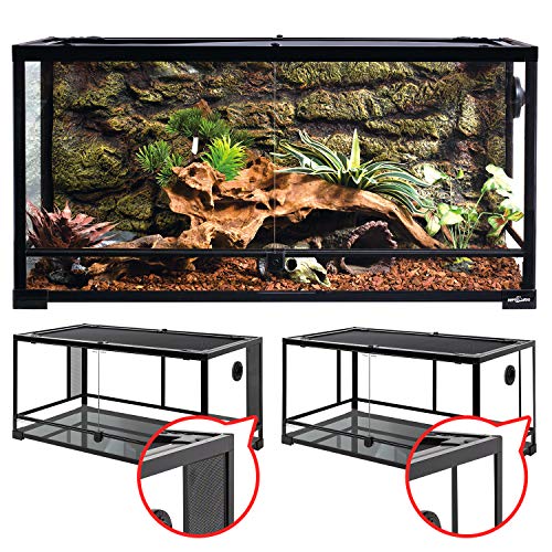 REPTI ZOO 50 Gallon Reptile Glass Tank Terrarium 2 in 1 Side Meshes and Side Glasses Double Hinge Door with Screen Ventilation Tempered Glass 36" x 18" x 17.75" - size: 36" x 18" x 17.75" (50 Gallon)
