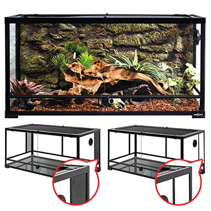 REPTI ZOO 50 Gallon Reptile Glass Tank Terrarium 2 in 1 Side Meshes and Side Glasses Double Hinge Door with Screen Ventilation Tempered Glass 36" x 18" x 17.75" - size: 36" x 18" x 17.75" (50 Gallon)