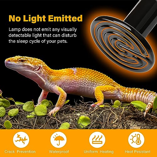 HealSmart Reptile Heat Lamp 150W 2-Pack Ceramic Heat Emitter, No Light Emitting Heat Bulbs for Amphibian Pet Brooder Coop Incubating Chicken, Lizard Bearded Dragon Turtle Snake Terrarium - size: 150 Watts, style: D-85mm (3.35") *2 Pcs