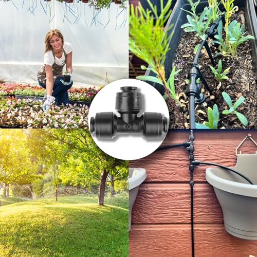 20 Pack Quick Connect 1/4" Drip Irrigation Tee Connectors, Universal Tee Fitting for 1/4 Inch Irrigation Tubing, Leak Free Fittings for Sprinkler or Drip Irrigation System - size: 20PCS Tee Connectors