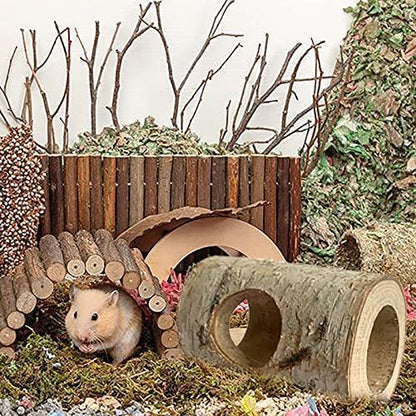 Wooden Hamster Tunnel Natural Birch Wood Tree Holes Tube Small Animal Hollow Trunk Hideout Exercise Dwarf Mice Chew Toys Cage Accessories for Chinchillas Guinea Pigs Dwarf Mouse Rat(10Pcs) - size: 【10Pcs】