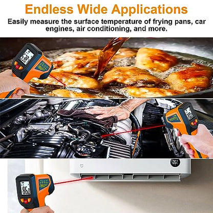 Laser Infrared Thermometer Non-Contact Digital Temperature Gun, -58℉～1112℉(-50℃～600℃) IR Thermometer for Industrial, Kitchen Cooking, Automotive, HVAC (Not for Human Body Temp) - color: Orange