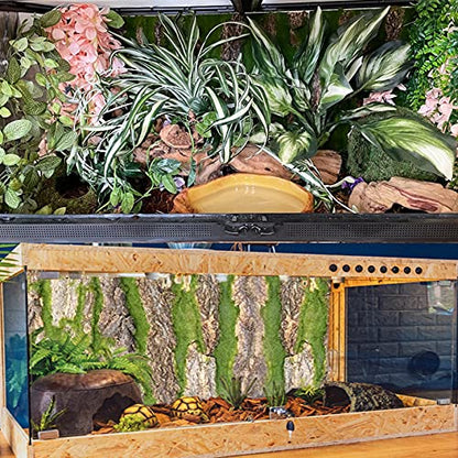 PINVNBY Reptile Cork Terrarium Background,Bearded Dragon Tank Natural Bark Backdrop Wall Habitat Decor with Artificial Moss,15.75"×11.8" Reptile Carpet for Gecko Lizard Tortoise Frog Chameleon(1 Pack) - size: 【1 PCS】