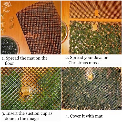 Luffy Decorative Aquatic Moss Wall, 2 Plastic Floor Wire Mesh Sheets, Air Vent Screens, Aquarium Plant Accessory for Seaweed, Net Pad for DIY Projects, Carpet for Fish Tank, 12 x 8 Inches