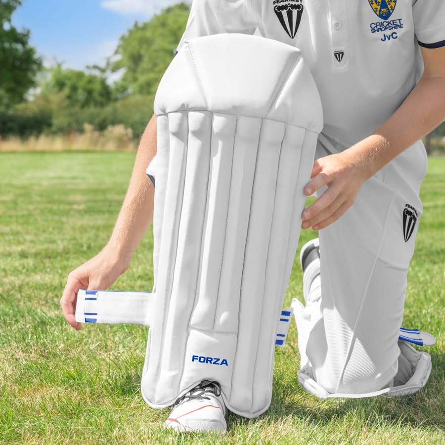 FORZA Original Wicket Keeper Pads | Lightweight Cricket Wicketkeeping Pads with Cane & Foam Protection, Artificial Leather Facing & Adjustable Straps | Youth & Adult Sizes - size: Youth