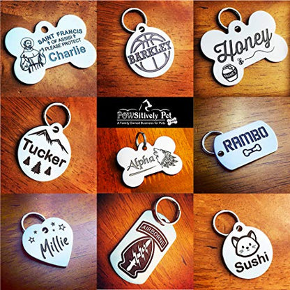 DEEP Engraved Premium Dog & Cat ID Tag – Personalized, Stainless Steel, Long-Lasting Durability - XS Round 7/8"x1" (1-Side Engraving) - style: XS ROUND 7/8"x1" (1-Side Engraving)
