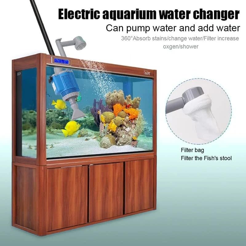 SakerPlus Electric Aquarium Gravel Cleaner with Filter, Upgraded 6-in-1 Automatic Water Changer & Sand Washer, 2000L/H Adjustable Flow for Freshwater & Saltwater Fish Tank Cleaning