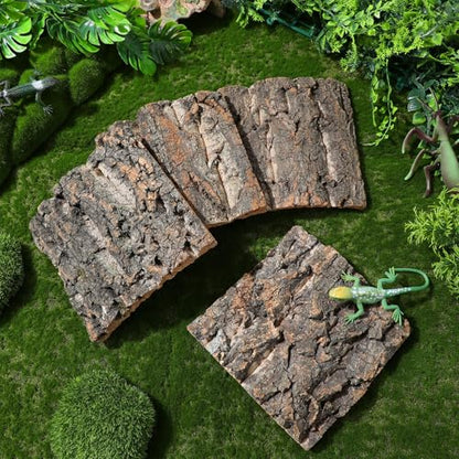 Toddmomy Cork Bark Reptile Terrarium Background 8 Pieces Natural Bark Wood for Gecko Lizard Frog Bearded Dragon Aquarium Decorations Climbing Habitat Decor 5.90 X 5.90 X 1.57 in - size: 8pcs