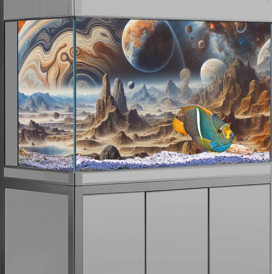 24X12IN Cosmic Spaceterrarium Background, Cool Parallel Space Themed Aquarium Reptile Habitat Background, Aquarium Background with 10EVA Double-Sided Tape - color: space02, size: 24X12in/60X30cm