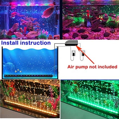 Aquarium Air Bubble Light, RGB LED Fish Tank Light with 16 Colors & 4 Modes, Remote Control, IP68 Submersible Aquarium Lamp for Turtle Tank, Betta, Shrimp